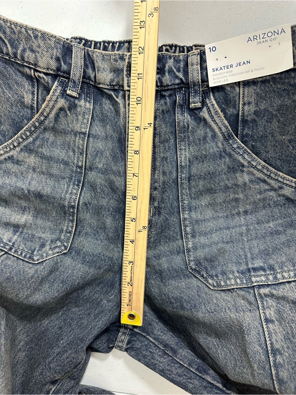 Arizona Jean Sz 10 Skater Jeans Highest Rise Slouchy Hip Thigh Carpenter Denim - Picture 10 of 12